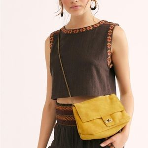 Free People Dark Green Slouchy Suede Shoulder Bag